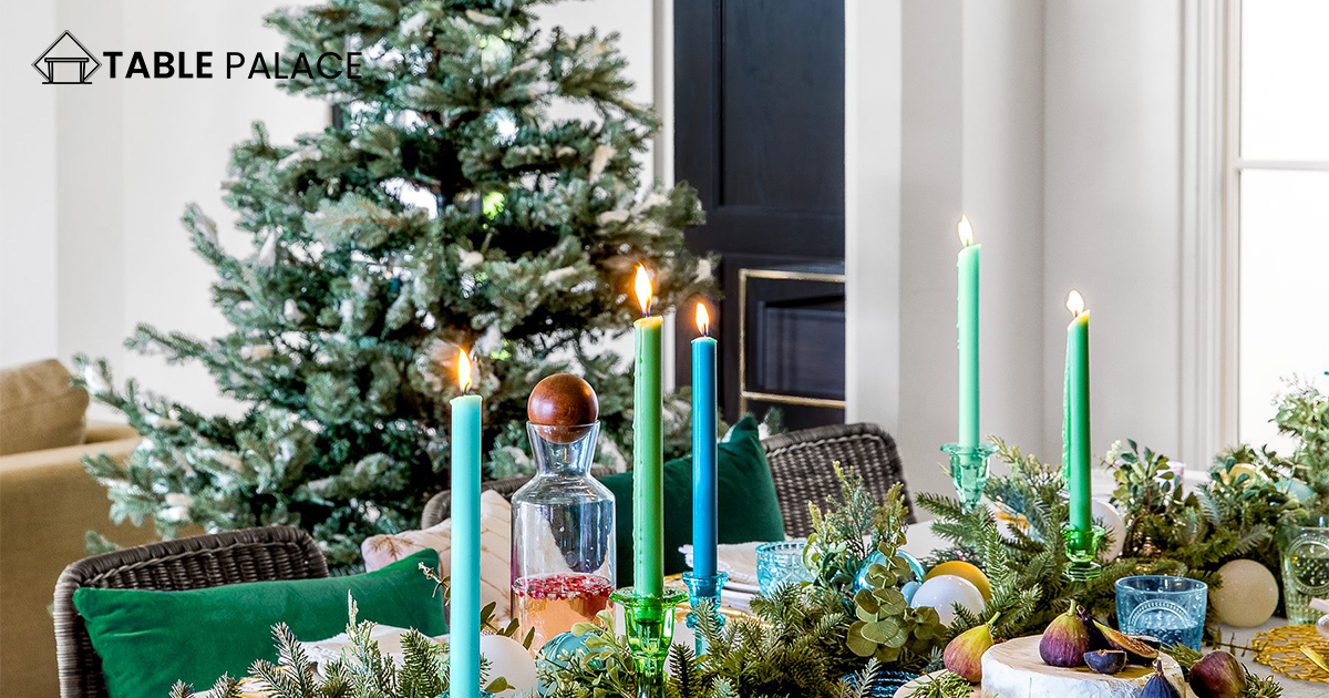 Decorate a Christmas table with candles